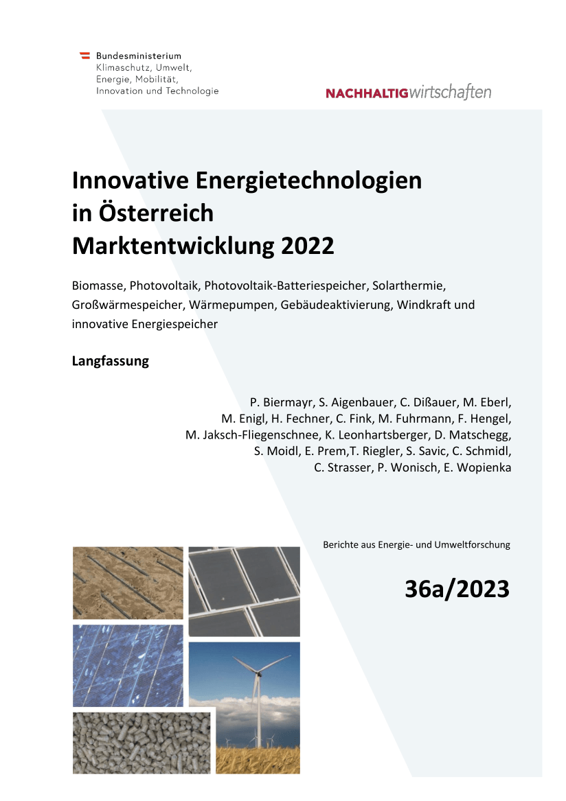 Innovative Energietechnologien In Österreich Marktentwicklung 2022 ...